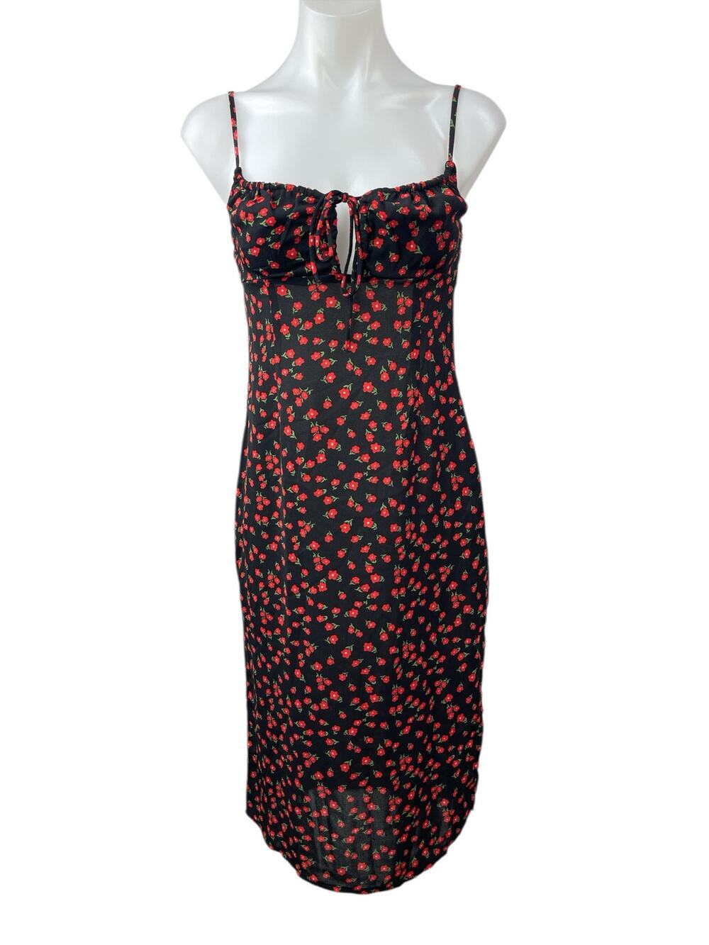 Princess Polly Black Floral Sleeveless Midi Cami Camisole Tank Bodycon Dress 4